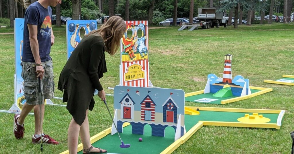 Forest mini golf thrills guests at company party