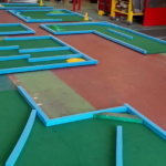 Mini Golf Course set up in warehouse at FSM Manufacturing